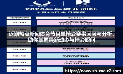 近期热点新闻体育节目单精彩赛事回顾与分析，助你掌握最新动态与精彩瞬间
